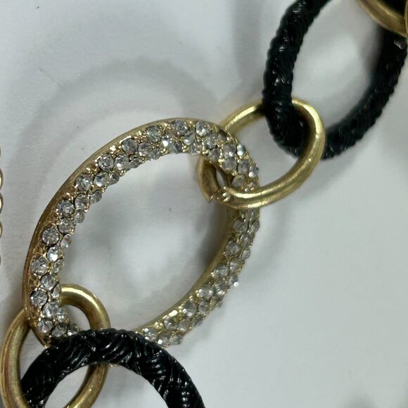 Sofia Vergara Multi Strand Necklace Gold Tone Chains Rhinestones Statement - Picture 5 of 9